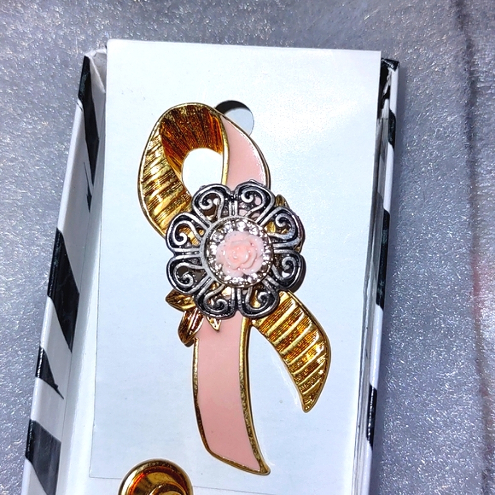 Pink Ribbon Awareness Modified Avon Brooch